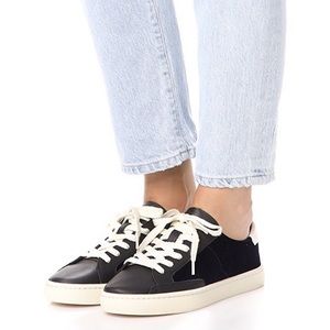 Soludos Ibiza Navy/Black Velvet + Leather Sneaker